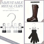Metal Clamp Clothes Hangers, 10-Piece Set in White, Gray or Black with Twin Clips for Pants, Skirts or Boots