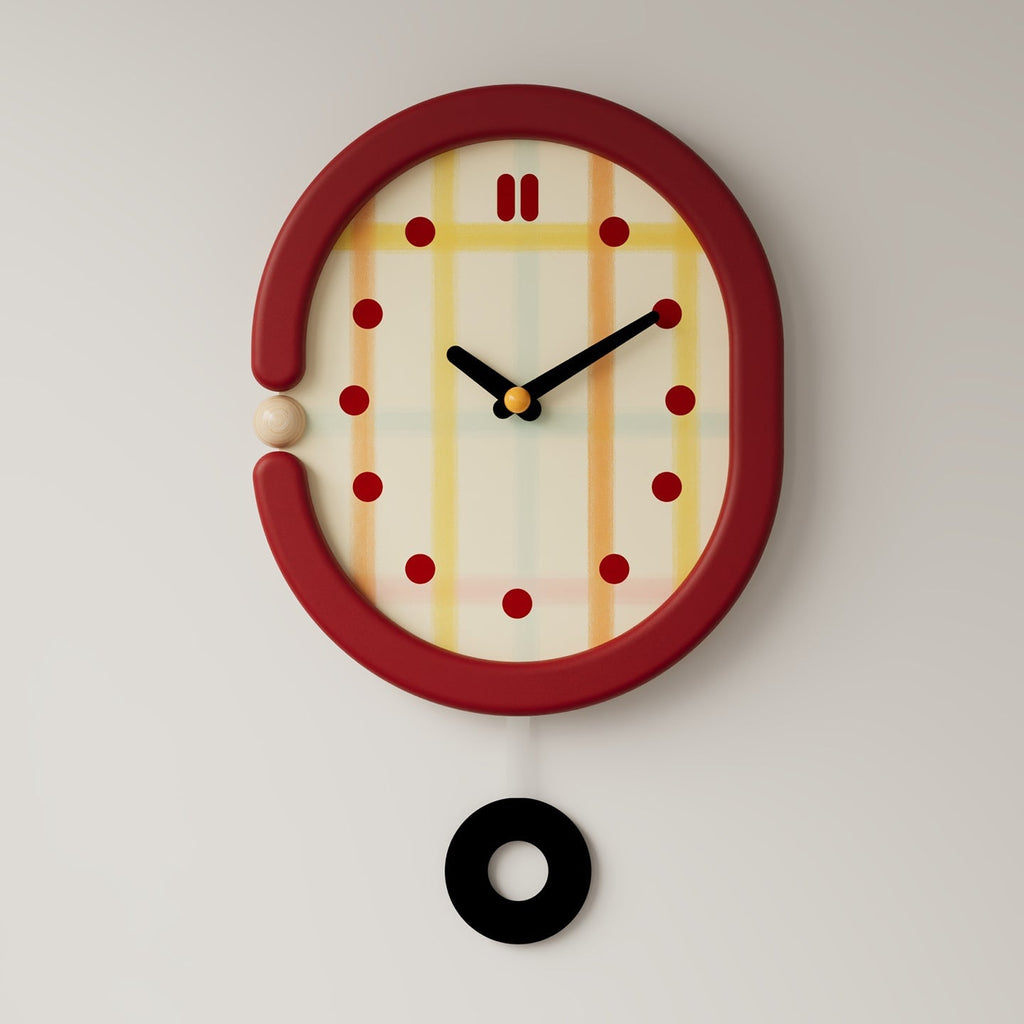 Red Grid Wall Clock