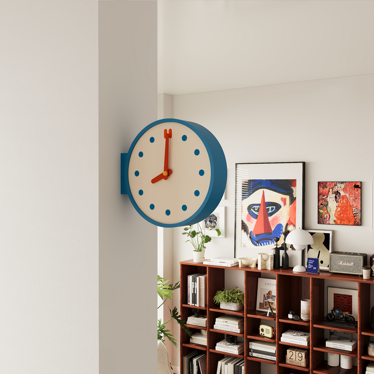 Blue Corner View Clock