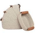 Cotton Rope Storage Baskets Set of 5 with Leather Handles in Four Color Options for Home Organization